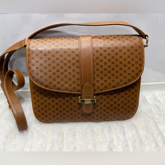 Celine Handbags - CELINE-Brown Leather Shoulder Bag